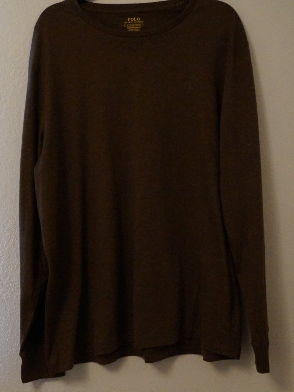 Polo Ralph Lauren T Shirt Long sleeve Men's XL Embroidered Pony Logo Brown #059